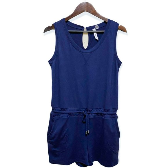 Cable & Gauge Women's S Sleeveless Round Neck Pockets Tie Front Drawstring Blue - Picture 7 of 8